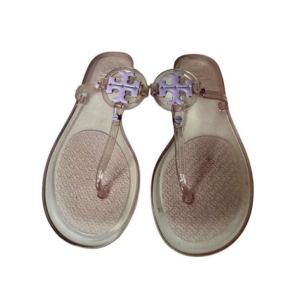 Tory Burch Mini Miller Jelly Thong Sandals Flip Flops Lilac Size 7 Waterproof - Picture 8 of 8